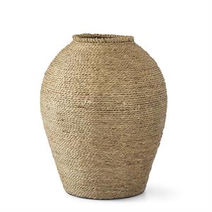 Metal Framed Woven Grass Vase