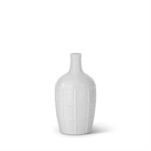 Grid Pressed White Ceramic Vase