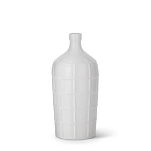 Grid Pressed White Ceramic Vase