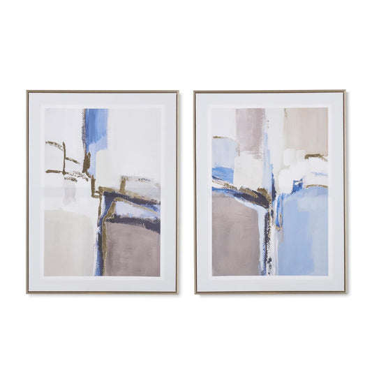Assorted Framed Blue & Gold Abstract Canvas