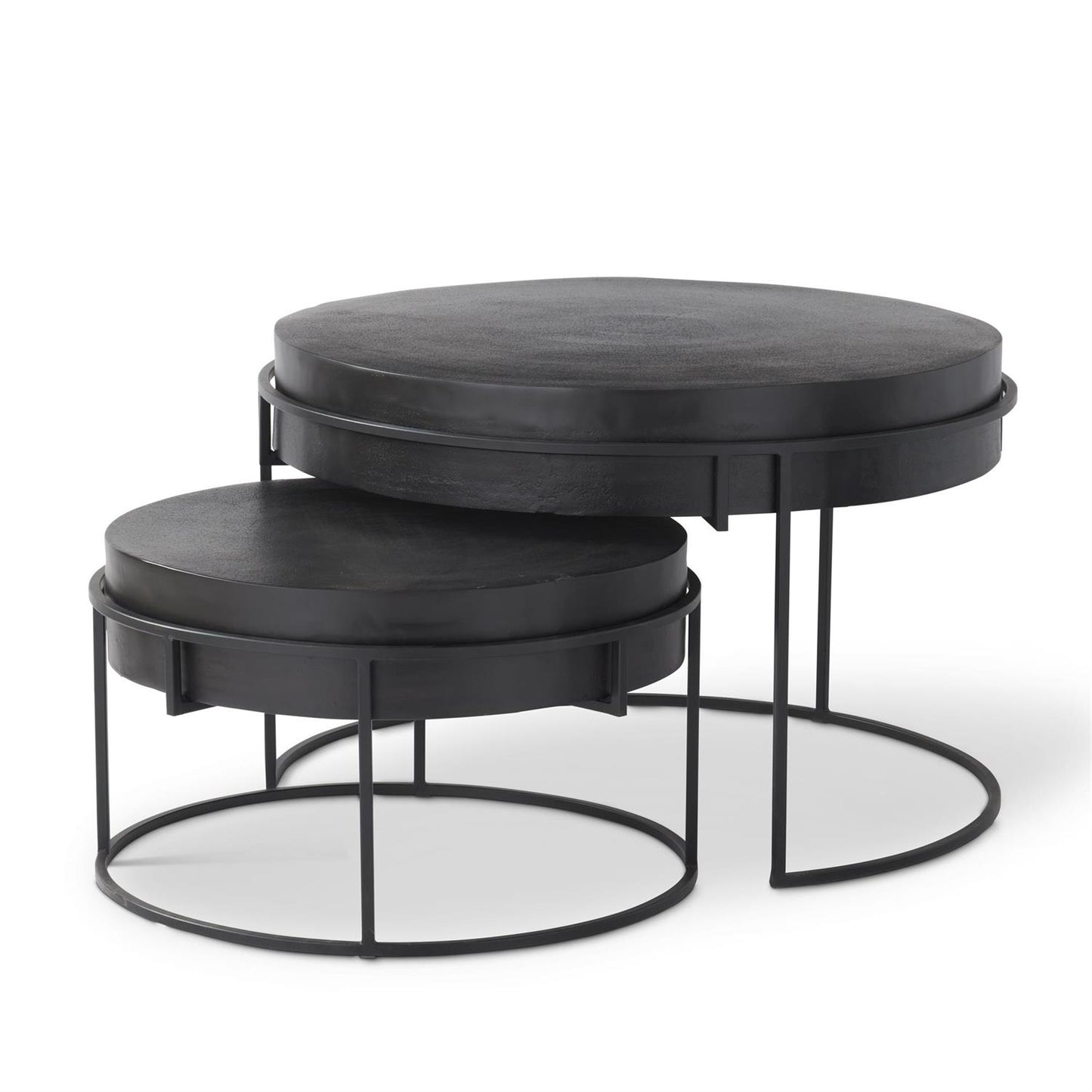 S/2 Round Black Nesting Tables