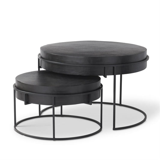 S/2 Round Black Nesting Tables