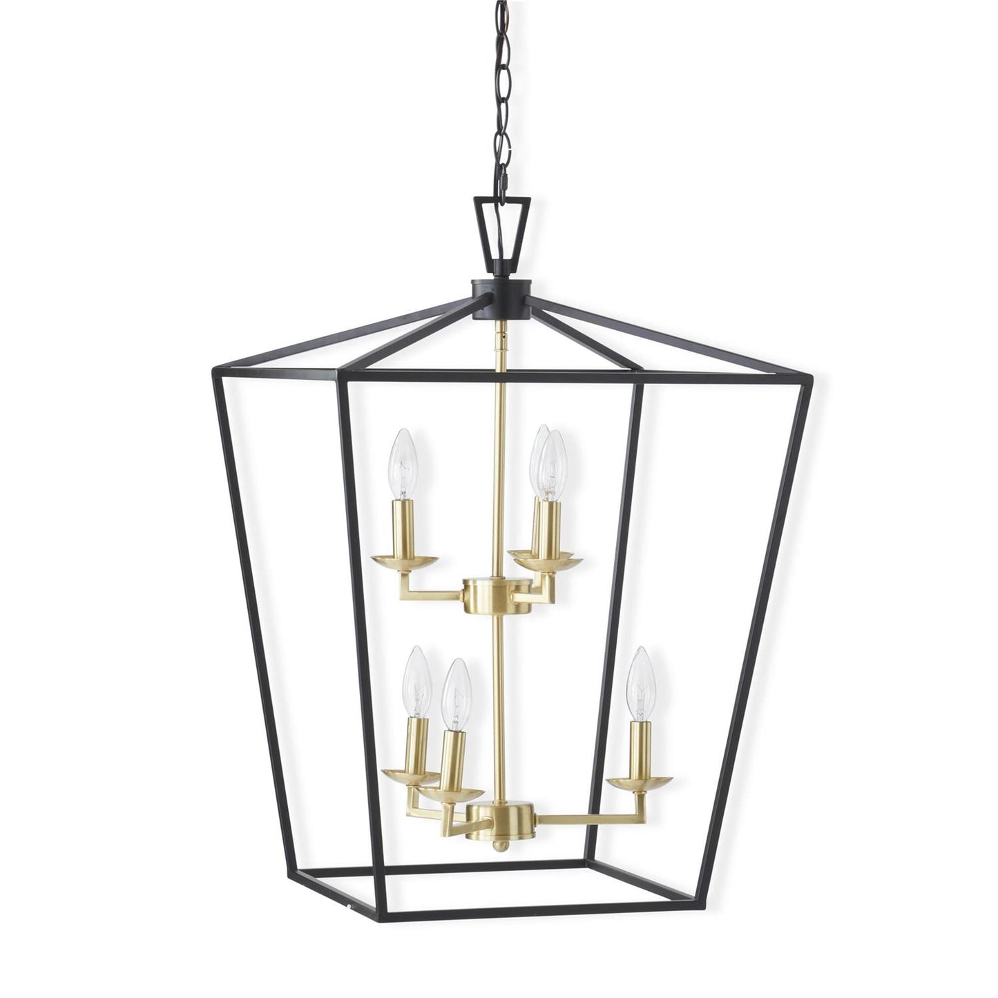 Black Metal & Gold 6 Arm Chandelier