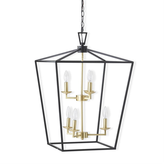 Black Metal & Gold 6 Arm Chandelier