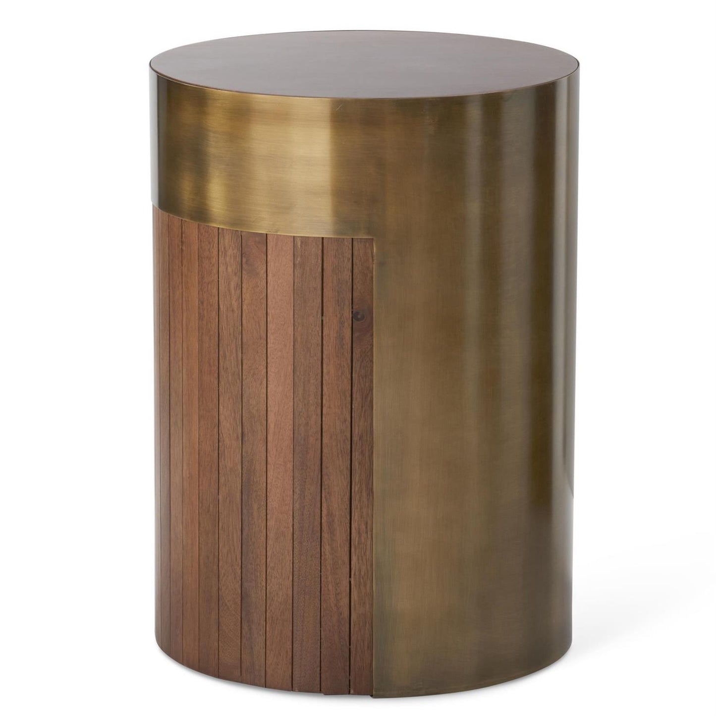 Wood w/Gold Metal Cuff Side Table
