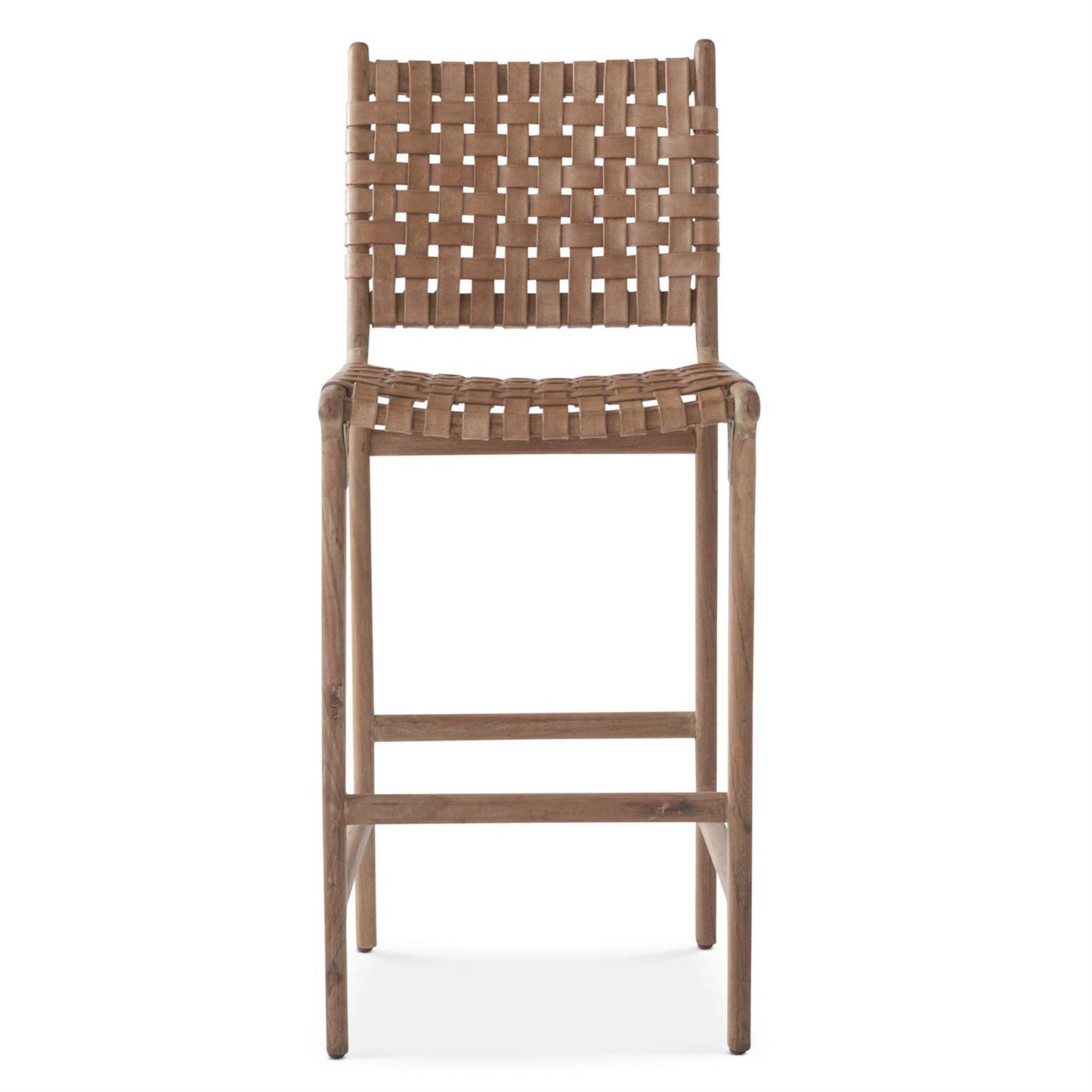Handcrafted Woven Tan Buffalo Leather Bar Chair
