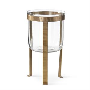 Clear Glass Candleholder on Brass Metal Stand