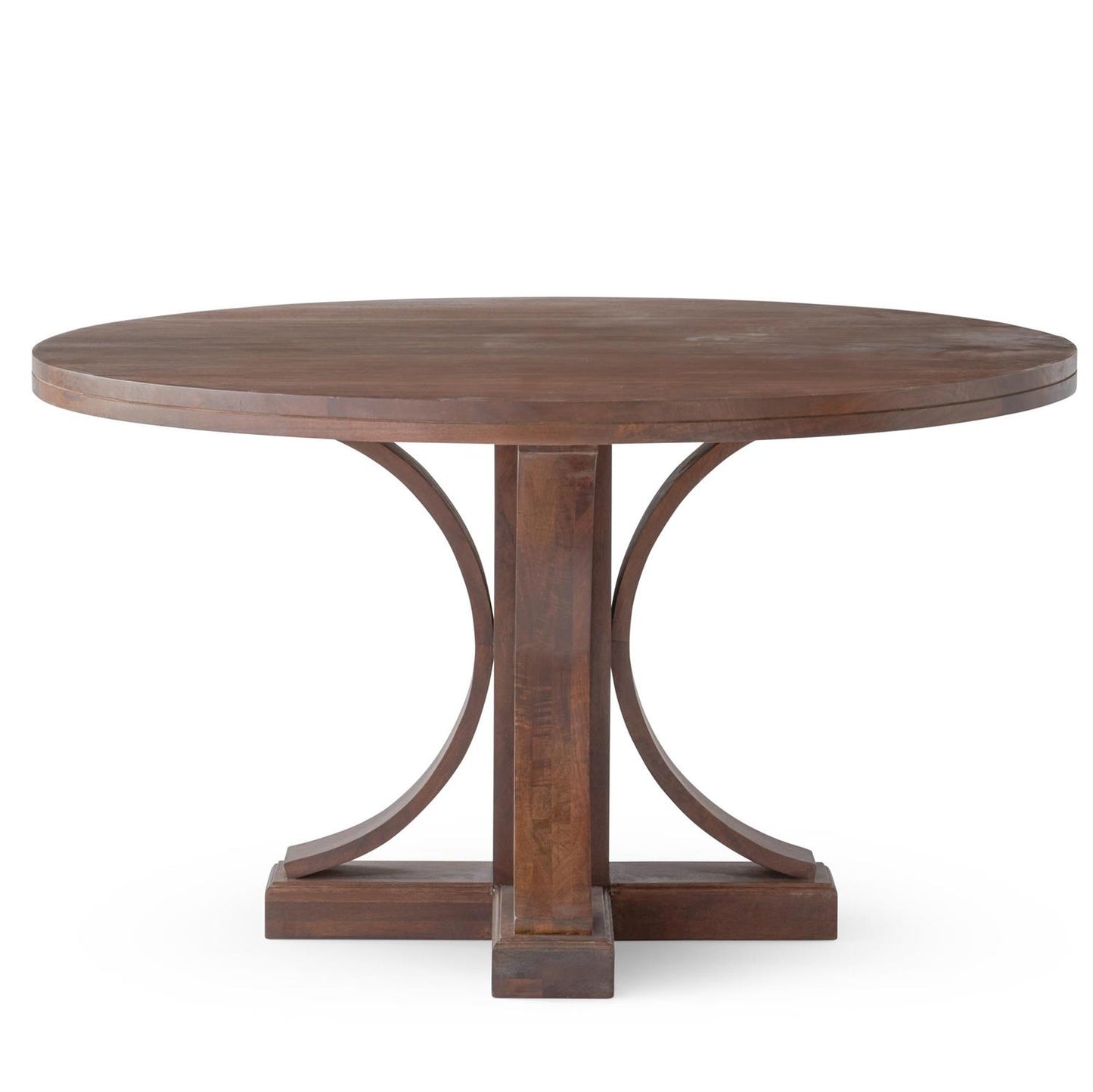 Round Dark Mango Wood Dining Table