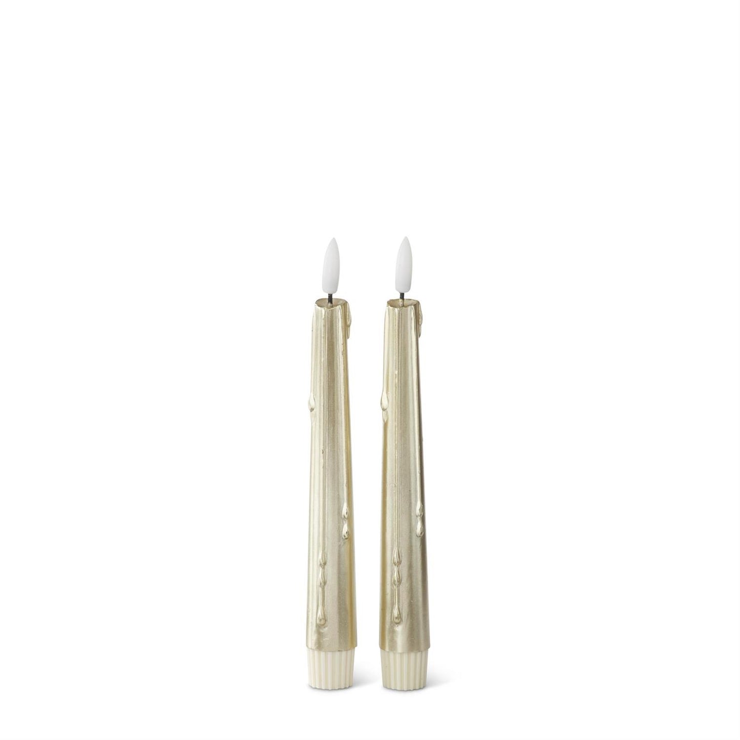 Set 2 *' Gold LED Drip Taper Candles