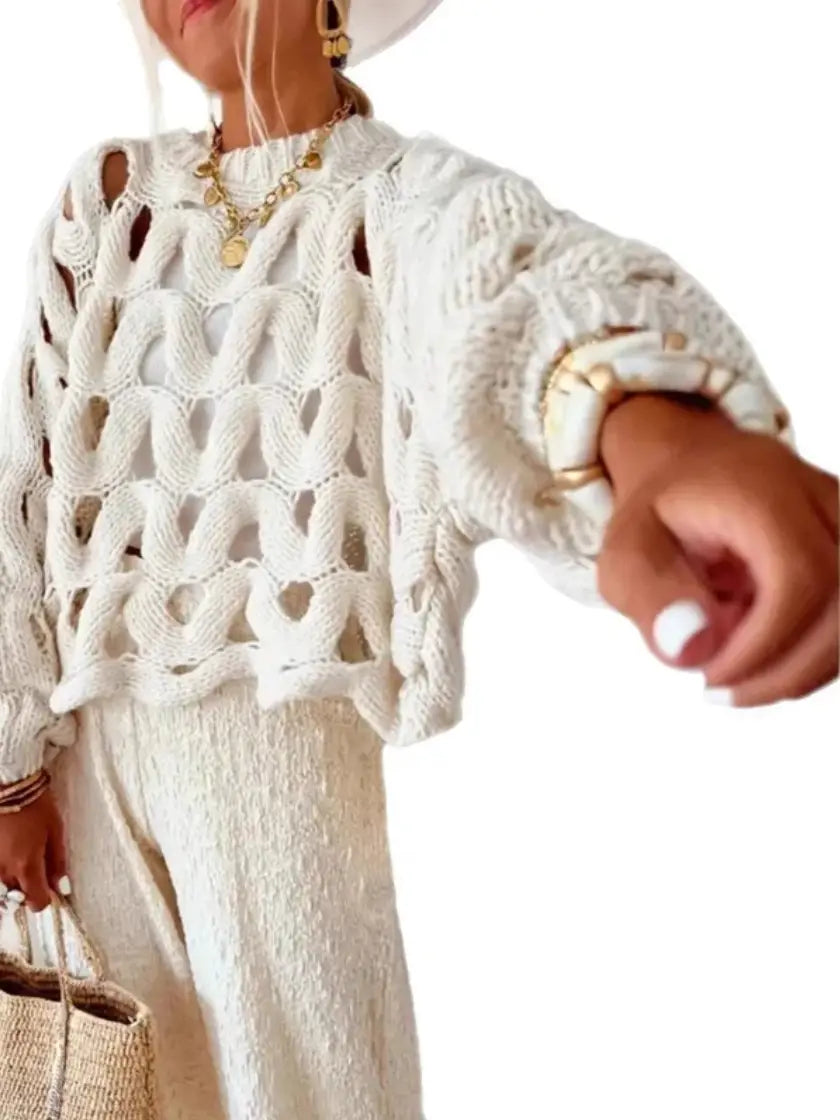 Hollow-Out Hook Sweater