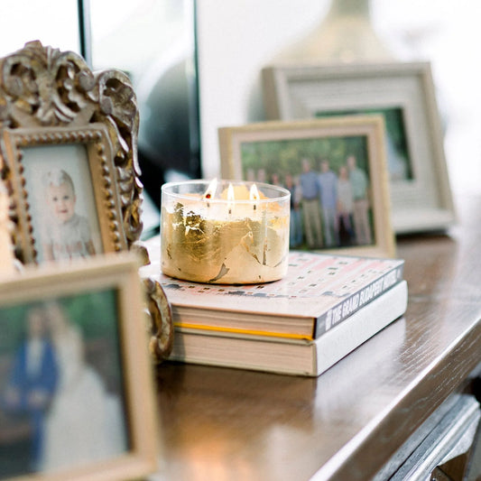 White Birch 3-Wick Gold Leaf Candle