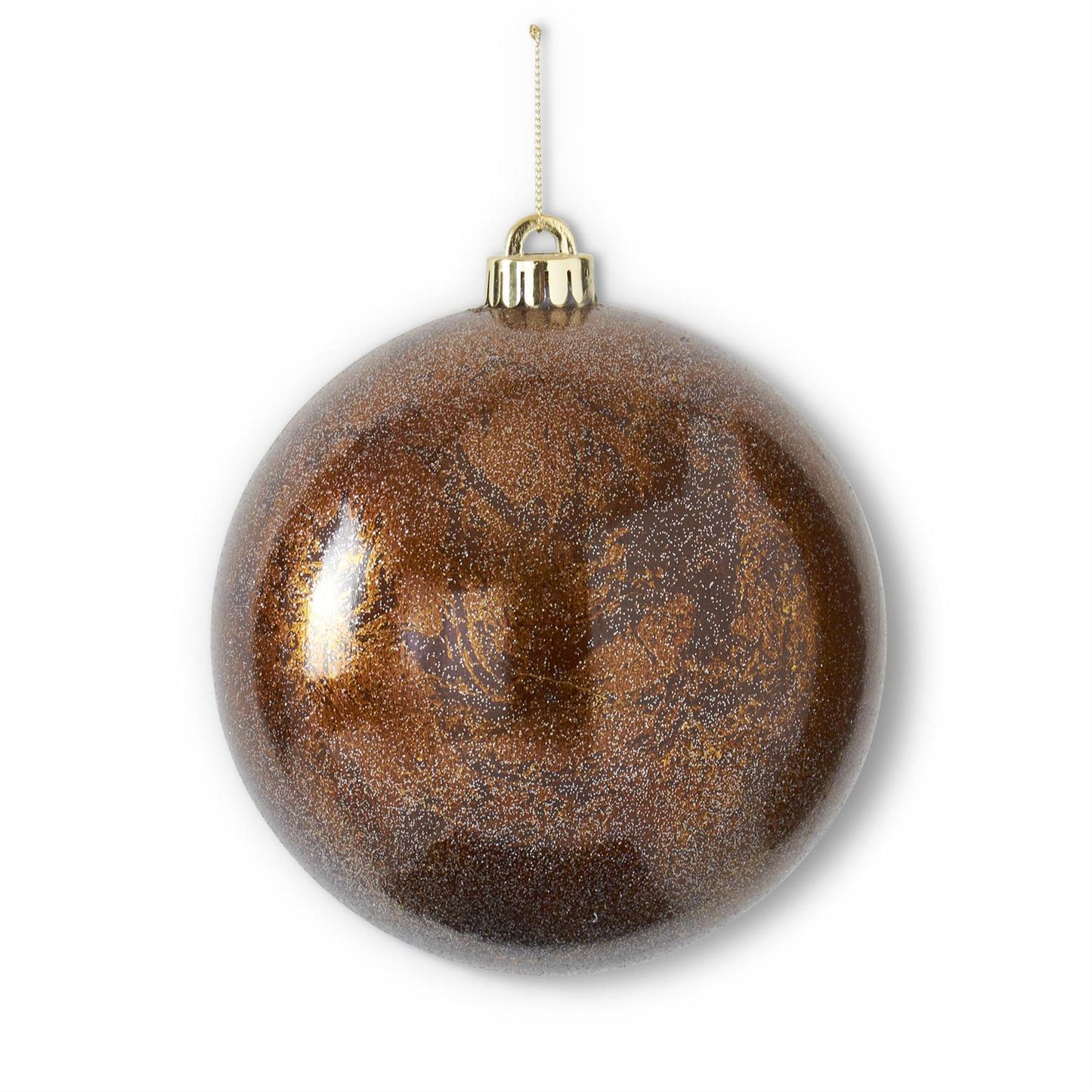 Glittered Bronze Rnd. Gold Leaf Shatterproof Ornament 6"