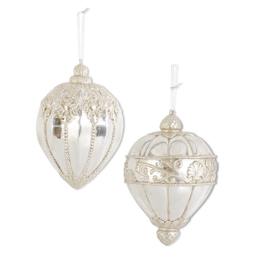 Silver Glittered Ornaments Assorted