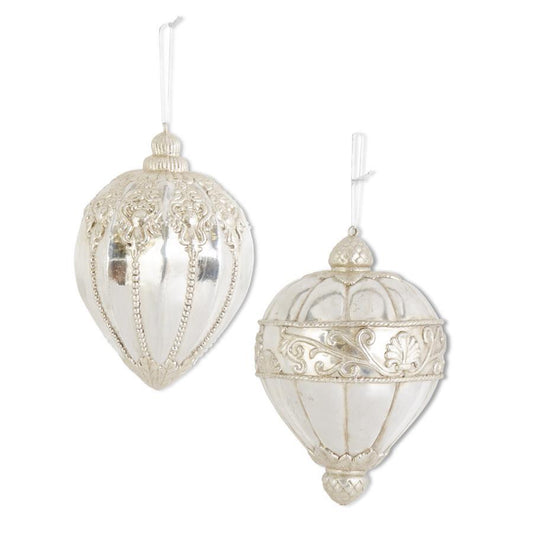 Silver Glittered Ornaments Assorted