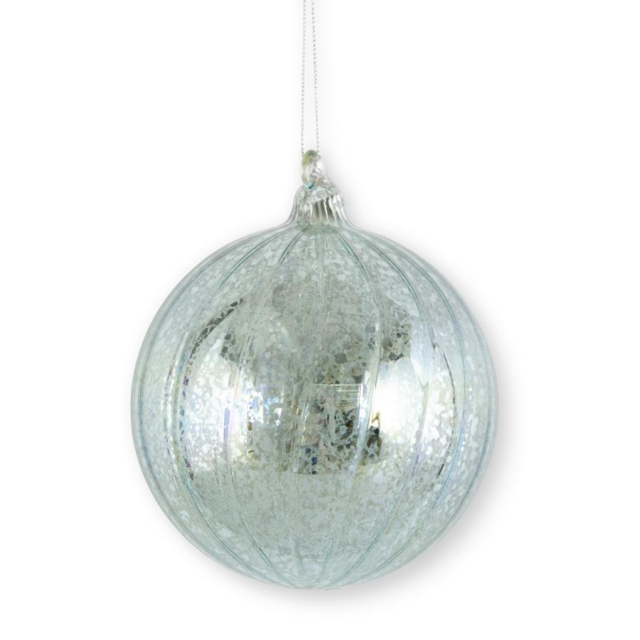 Blue Ribbed Mercury Glass Round