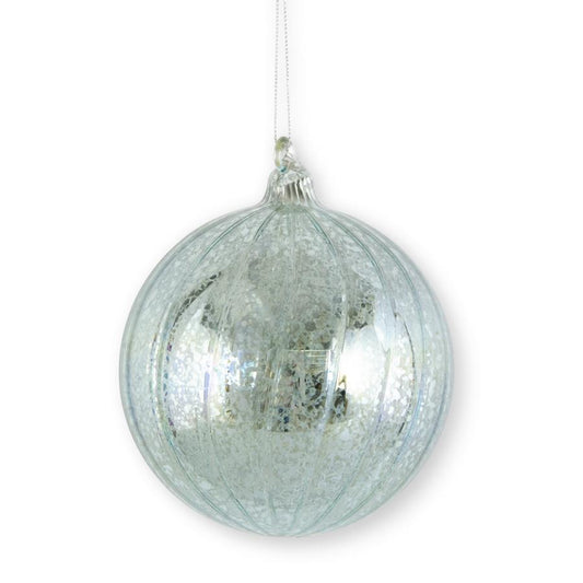 Blue Ribbed Mercury Glass Round