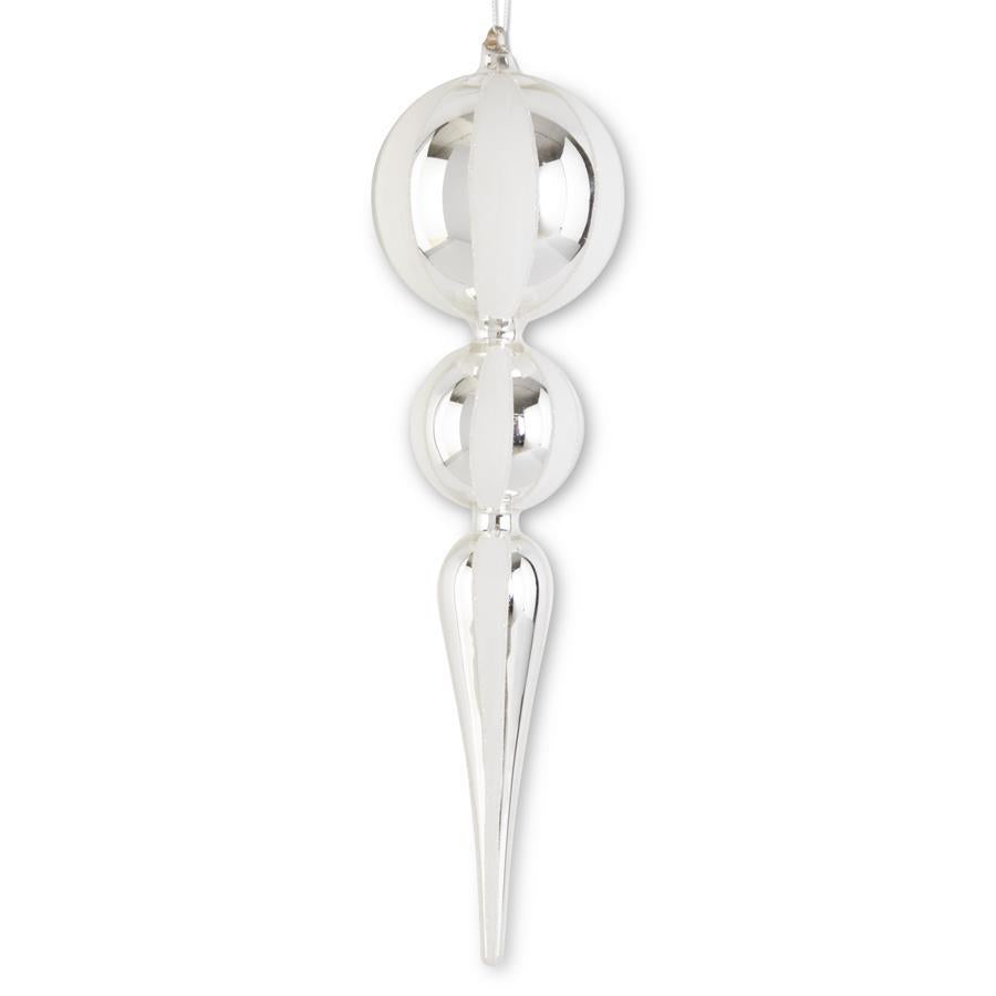 Whie & Silver Double Ball Finial Ornament