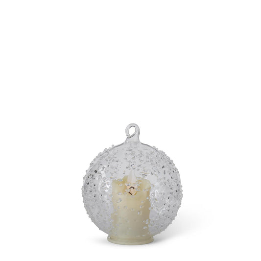 LED Textured Clear Glass Ornament w/Timer 3.75"