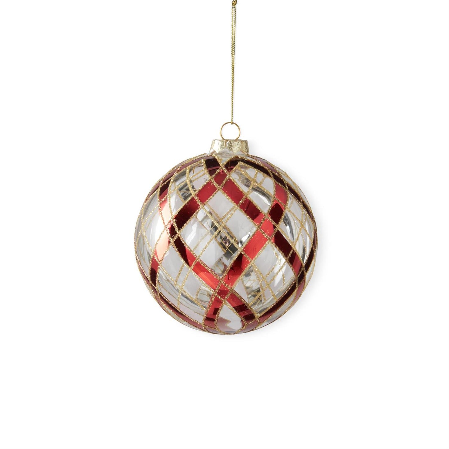 Clear Glass w/ Red & Gold Plaid 5.5"