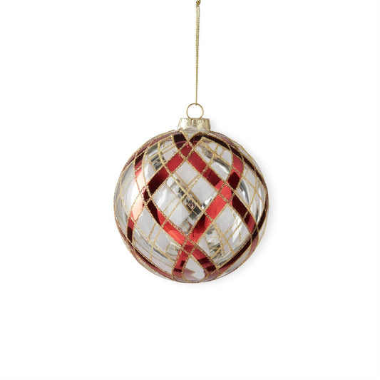 Clear Glass w/ Red & Gold Plaid 5.5"