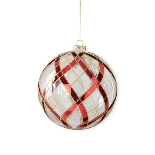 Clear Glass w/ Red & Gold Plaid 7"