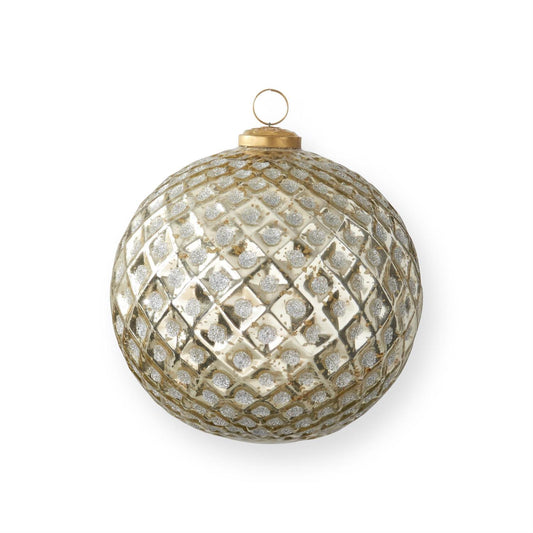 Gold Glitter Glass Diamond Embossed Round