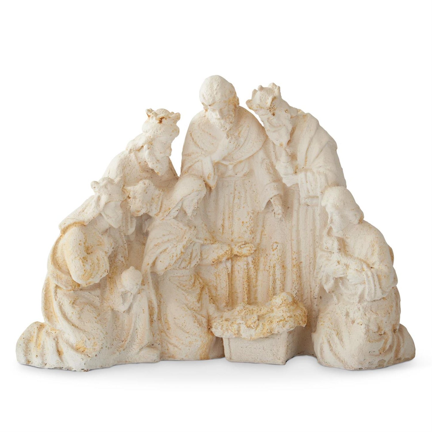 Weathered Cream & Rust Nativity w/Wisemen
