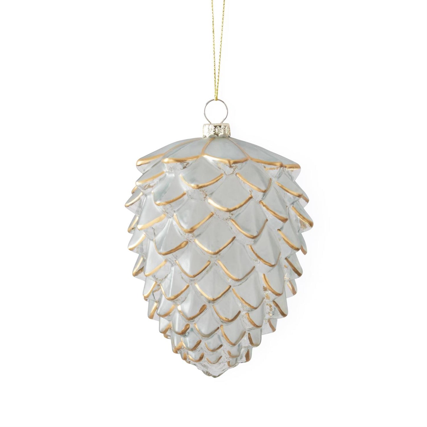 Gold Glided Frosted Glass Pinecone Ornament