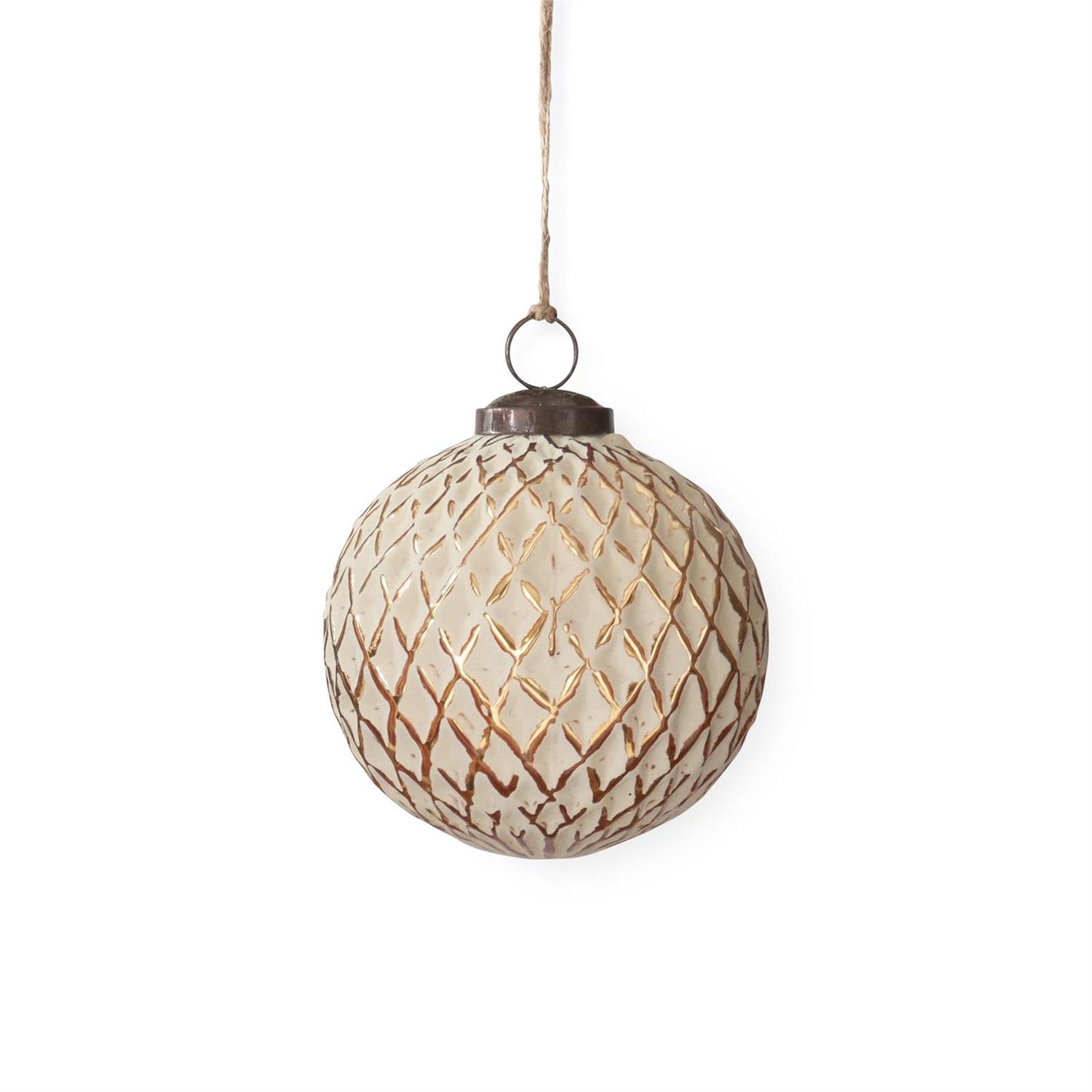Cream & Gold Glass Ornament