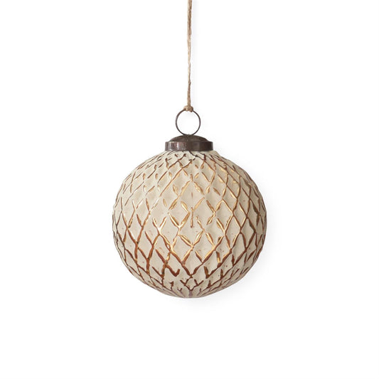 Cream & Gold Glass Ornament