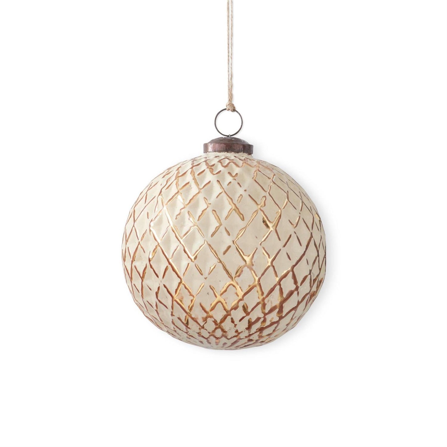 Cream & Gold Glass Ornament