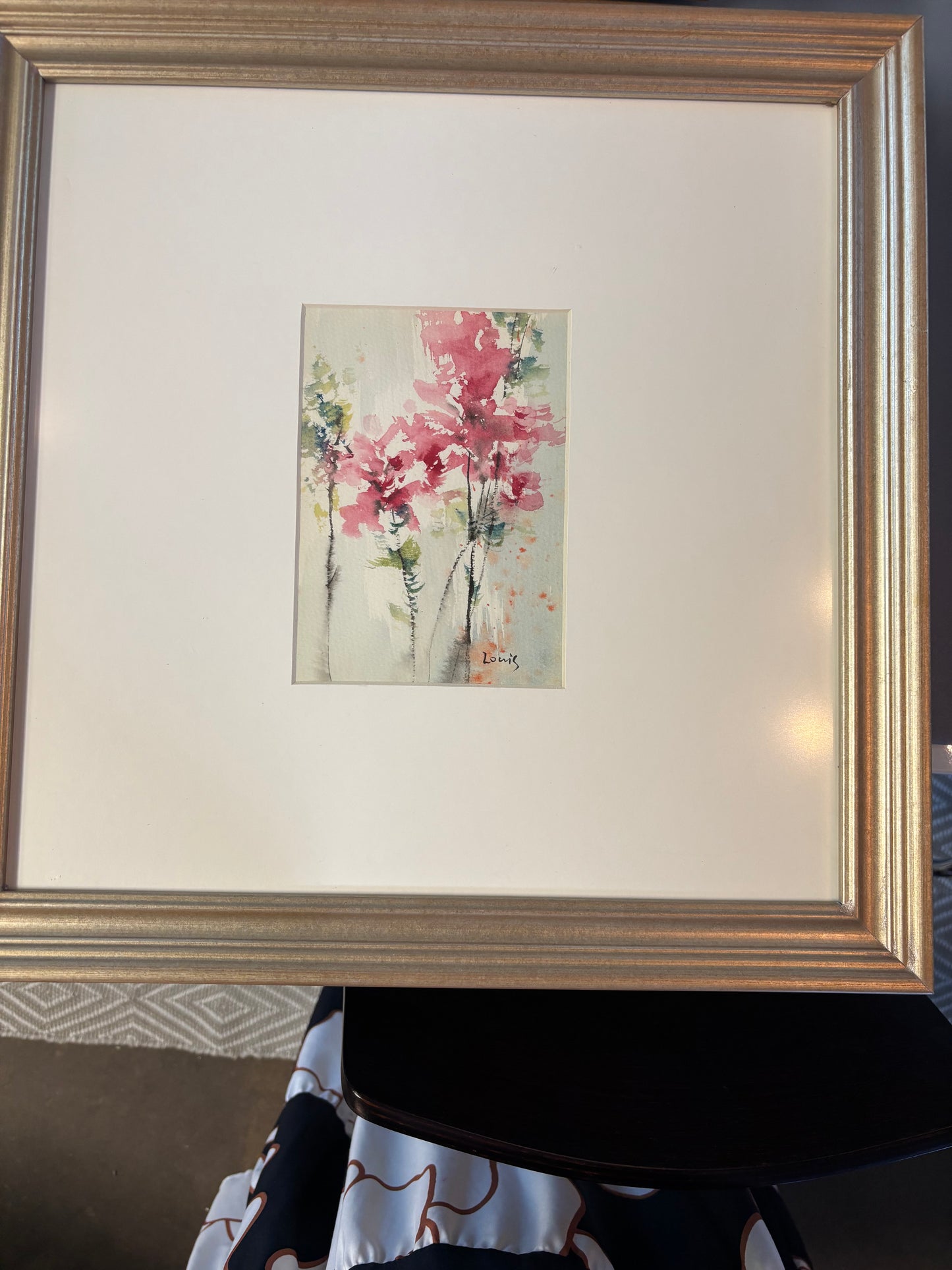 Watercolor Florals 17 x 17 Pewter