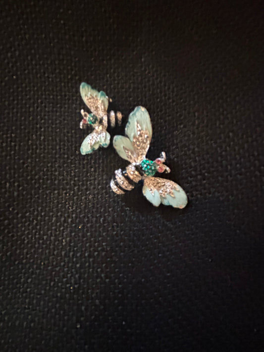 Vintage Retro Blue Bees S/2