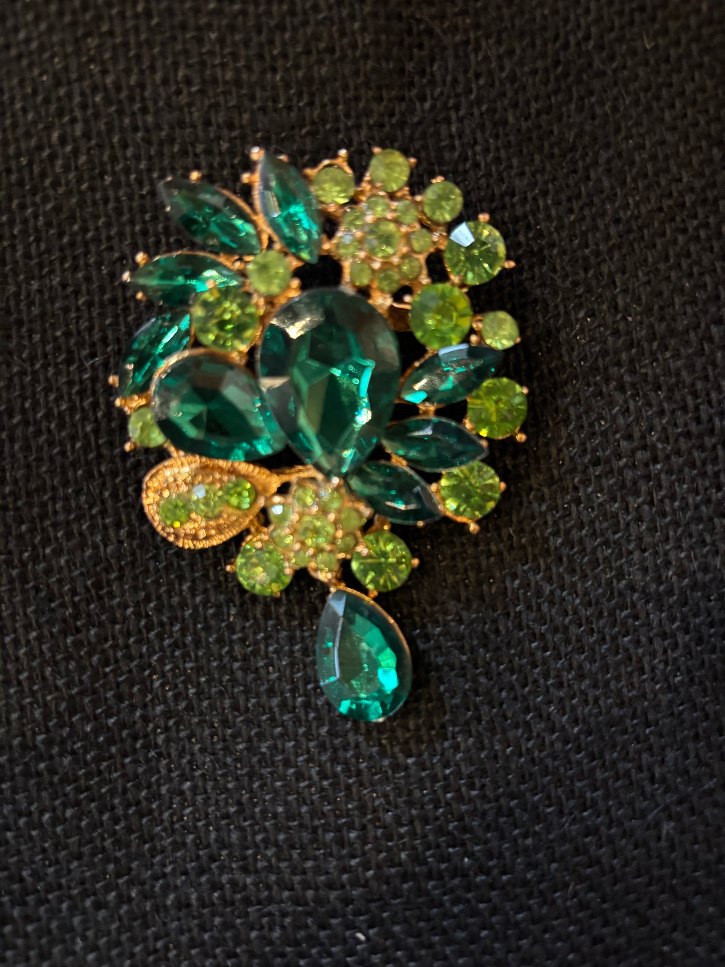 Retro Green Emerald Brooch  1950s