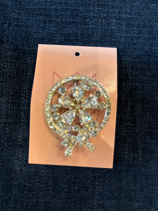 Vintage Silver Tone Floral Brooch