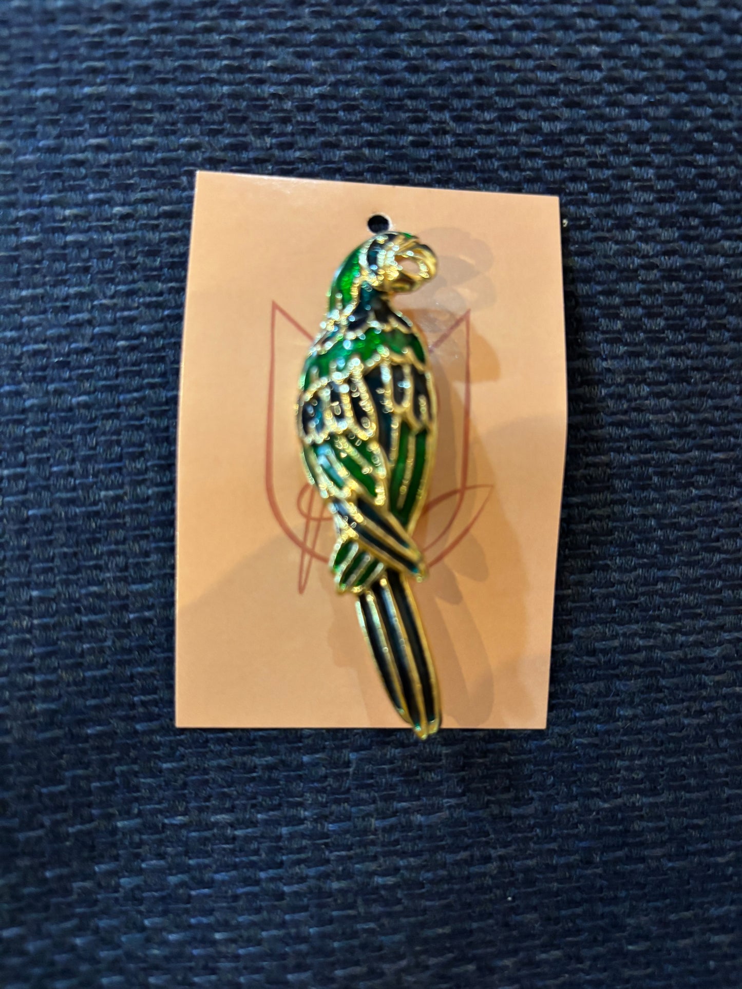 Enamel Parrot Vintage Brooch  80s