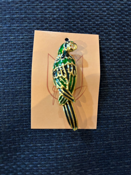 Enamel Parrot Vintage Brooch  80s