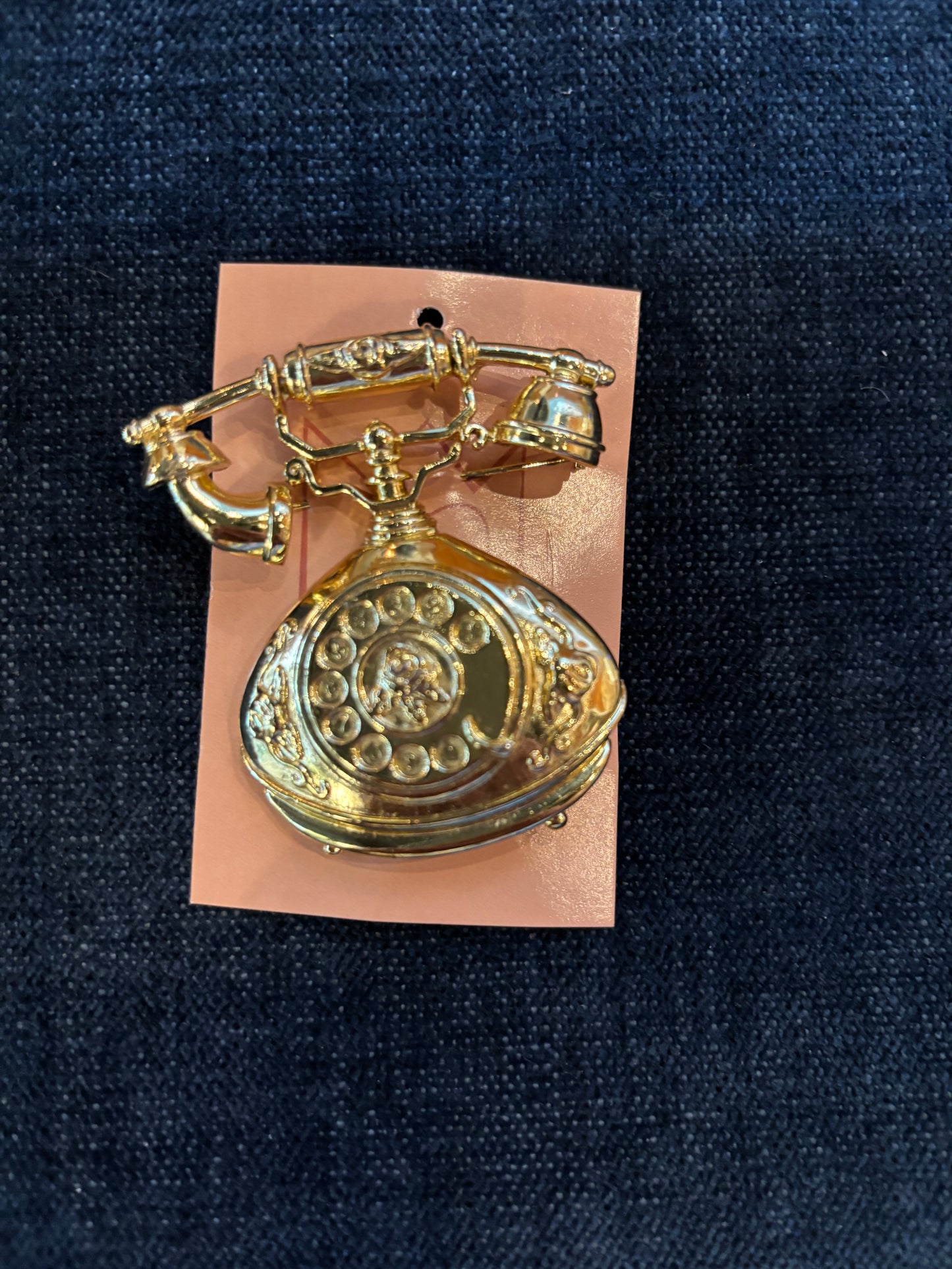 Rotary Vintage Phone Brooch 1980s