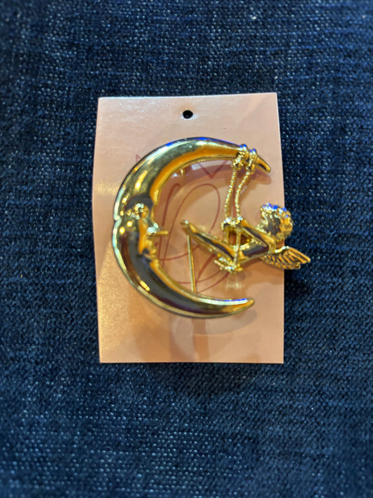 Danecraft Man in The Moon 1980s Brooch