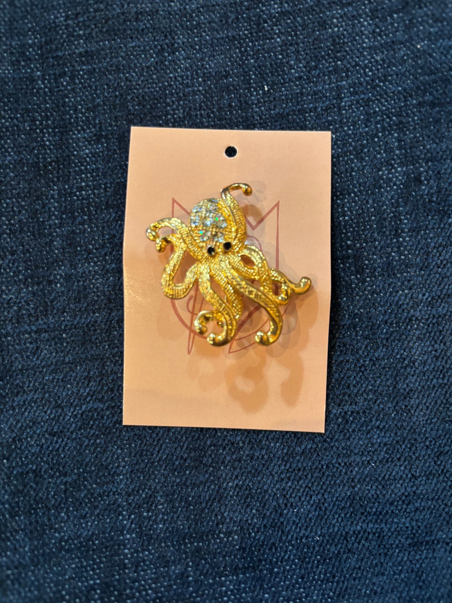 Gold Tone Octopus Brooch 1980s