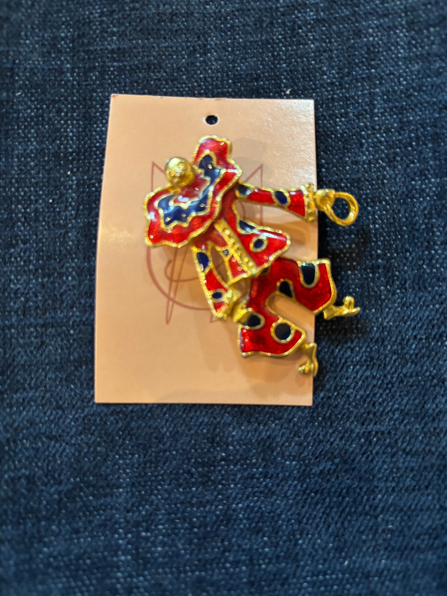 Vintage Enamel Clown Brooch 80s