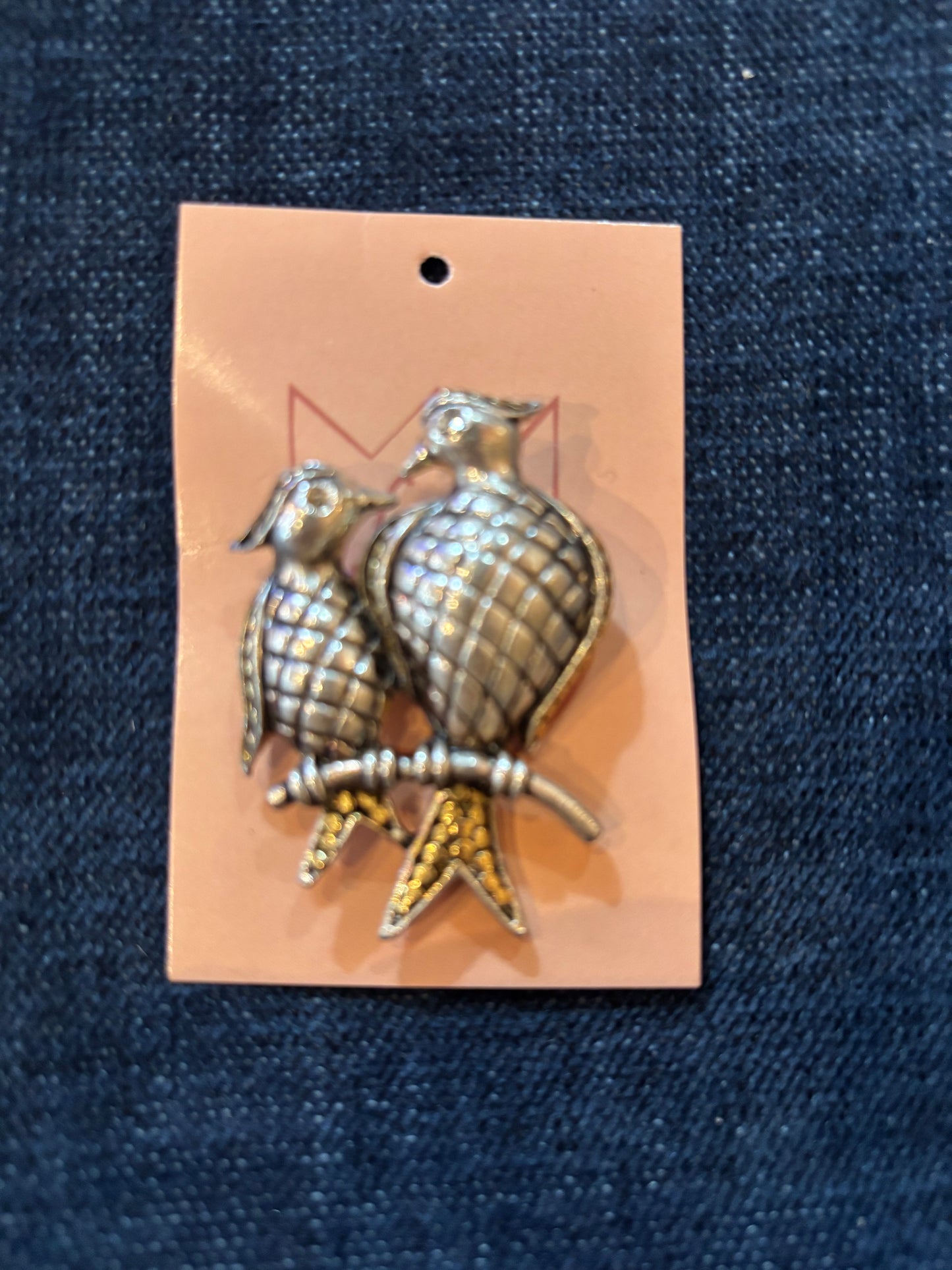Love Birds Brooch 90s