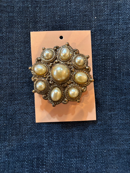 Vintage Faux Pearl Brooch 80s