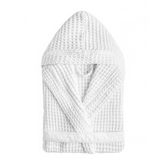 Aura Bathrobe Hooded White Med.