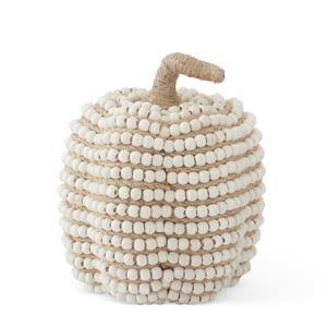 Tall Cream Bead & Jute Striped Pumpkin