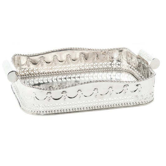 Polished Nickel Embossed Tray Large