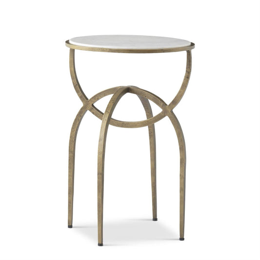 White Marble Top Gold U-Leg Side Table