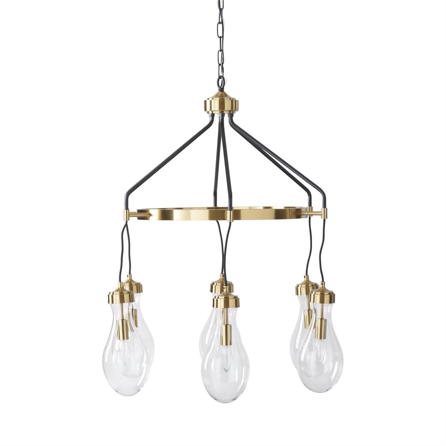 34.5" Gold Metal & Black Chandelier