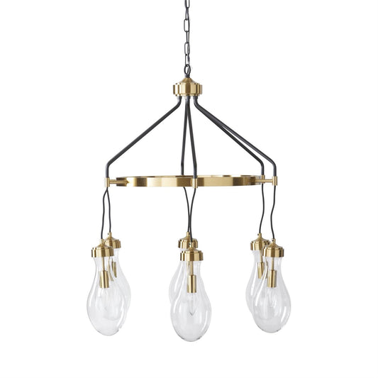 34.5" Gold Metal & Black Chandelier