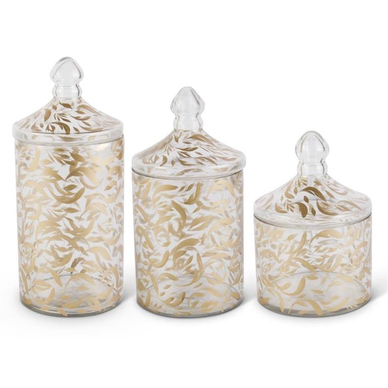 Lg. Glass Gold Leaf Pattern